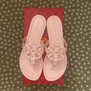 Pink Patent Leather Miller Sandals